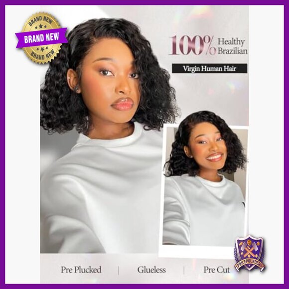 12 Inch Kinky Curly Lace Front Human Hair Wig Brazilian Virgin Hair Bob